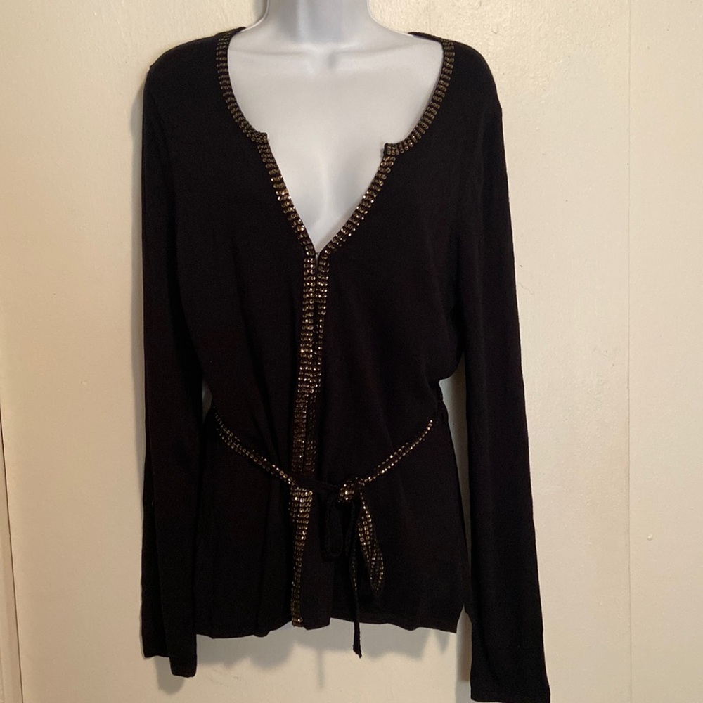 BCBG Max Azria Black Sequined Cardigan